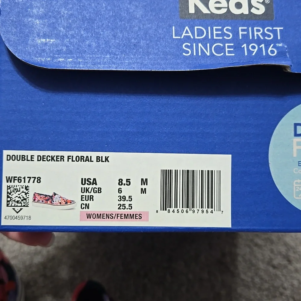 KEDS DOUBLE DECKER TWILL FLORAL Sneaker - Black in Size 8.5 - NEW IN BOX